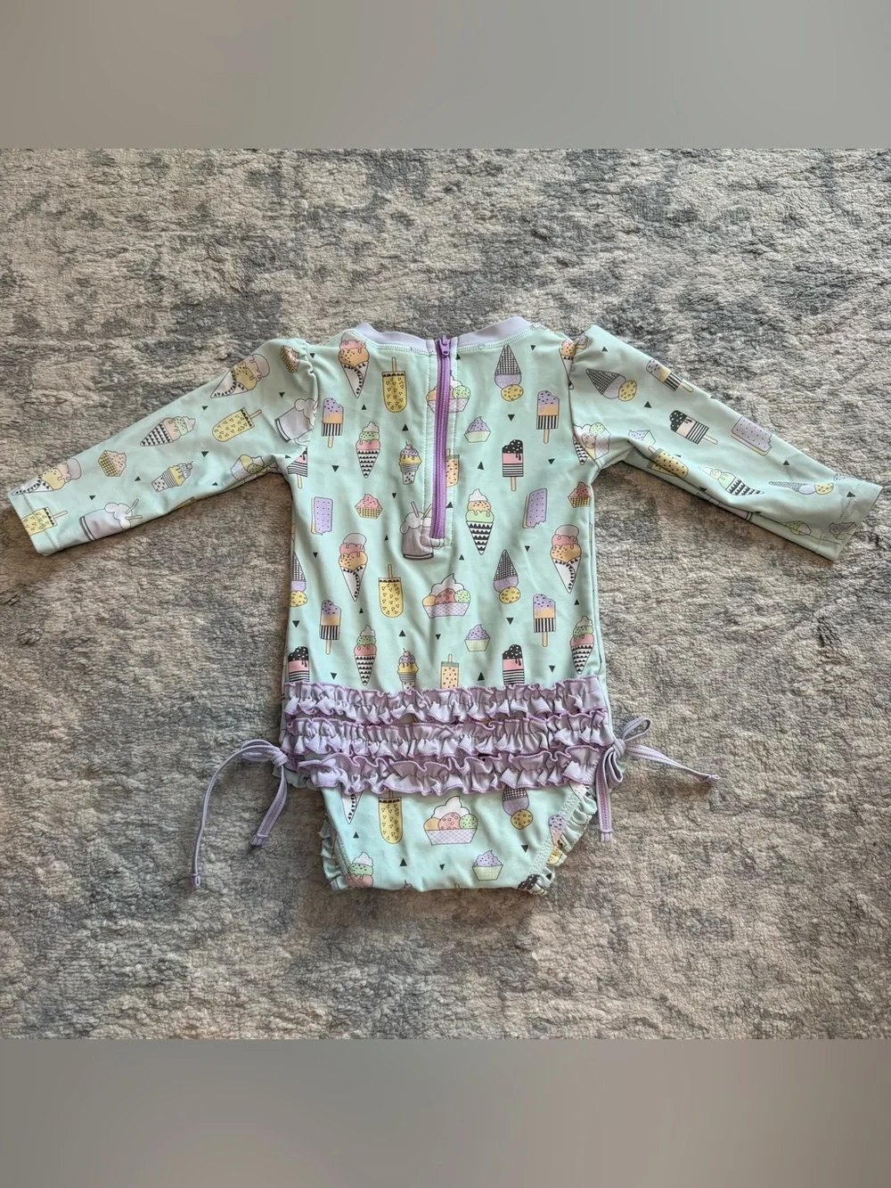 RuffleButts Ice Cream Rash Guard Swimsuit 12–18M